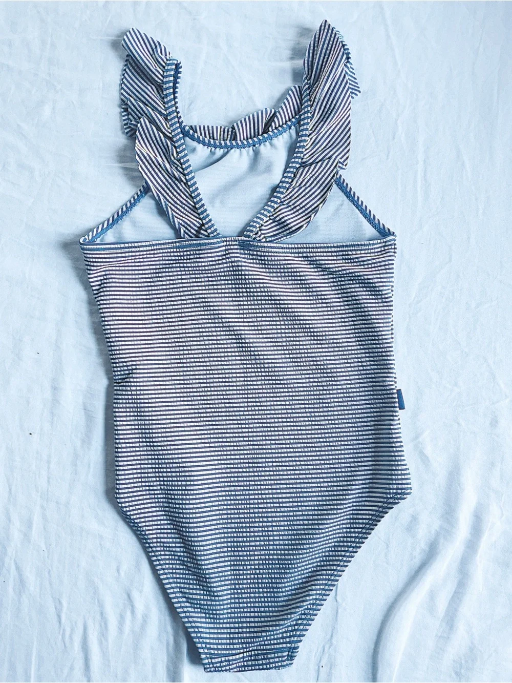 FAT FACE Swim Bathing Suit One Piece Pin Stripe Ruffle British